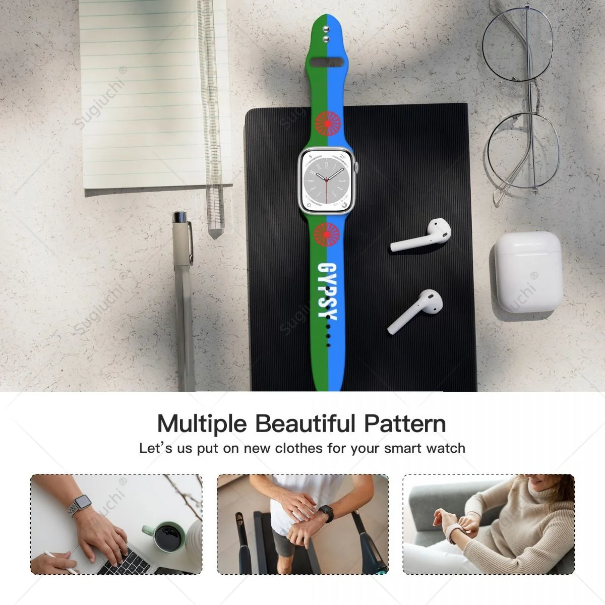 Apple Watch Band Ultra 2 용 Romani 3D 스트랩의 유니섹스 Rom 집시 깃발 Iwatch Series 9 8 7 6 SE 5 4 용 실리콘 시계 밴드