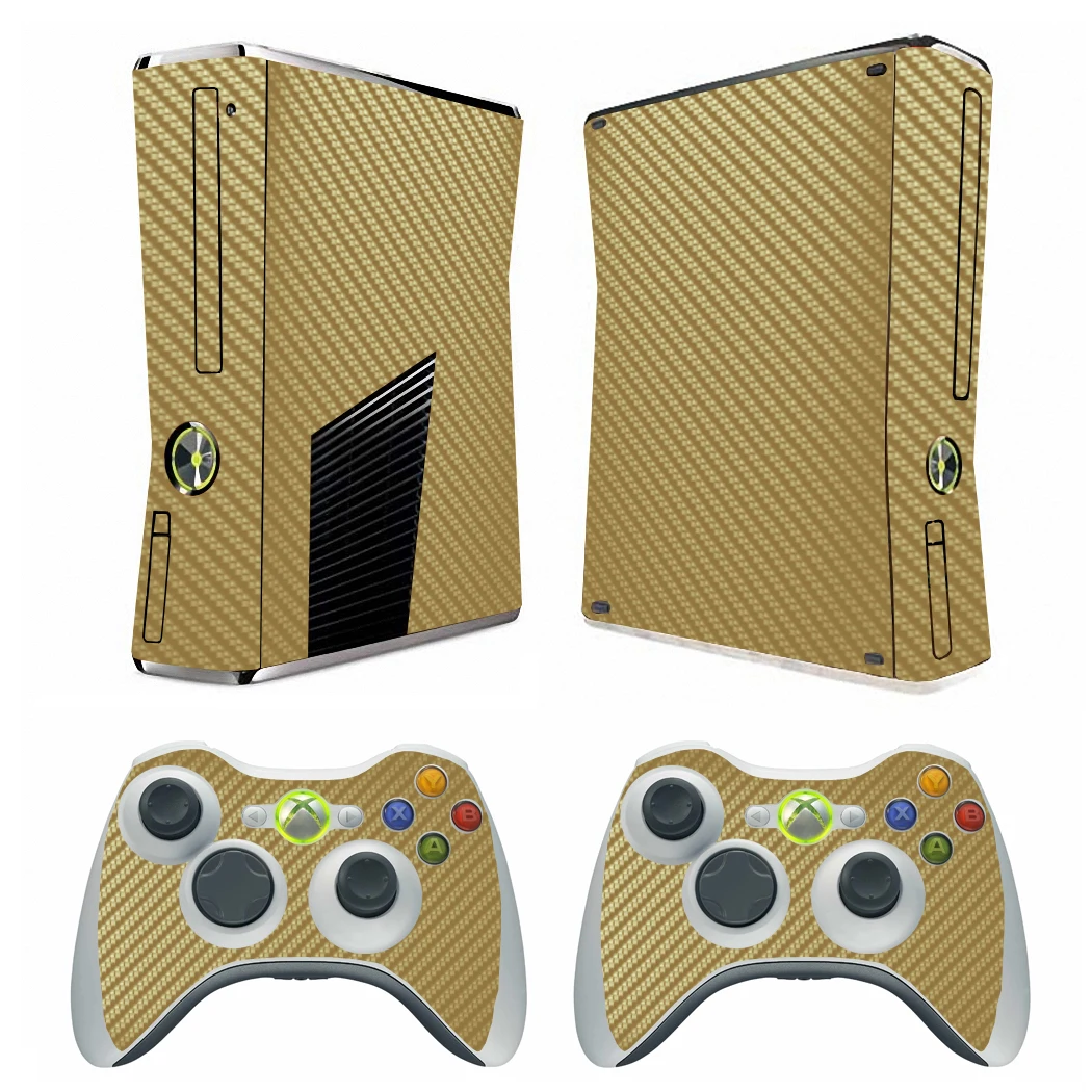 7 ألوان ألياف الكربون جلد فينيل ملصق حامي لمايكروسوفت Xbox 360 سليم و 2 تحكم جلود ملصقات