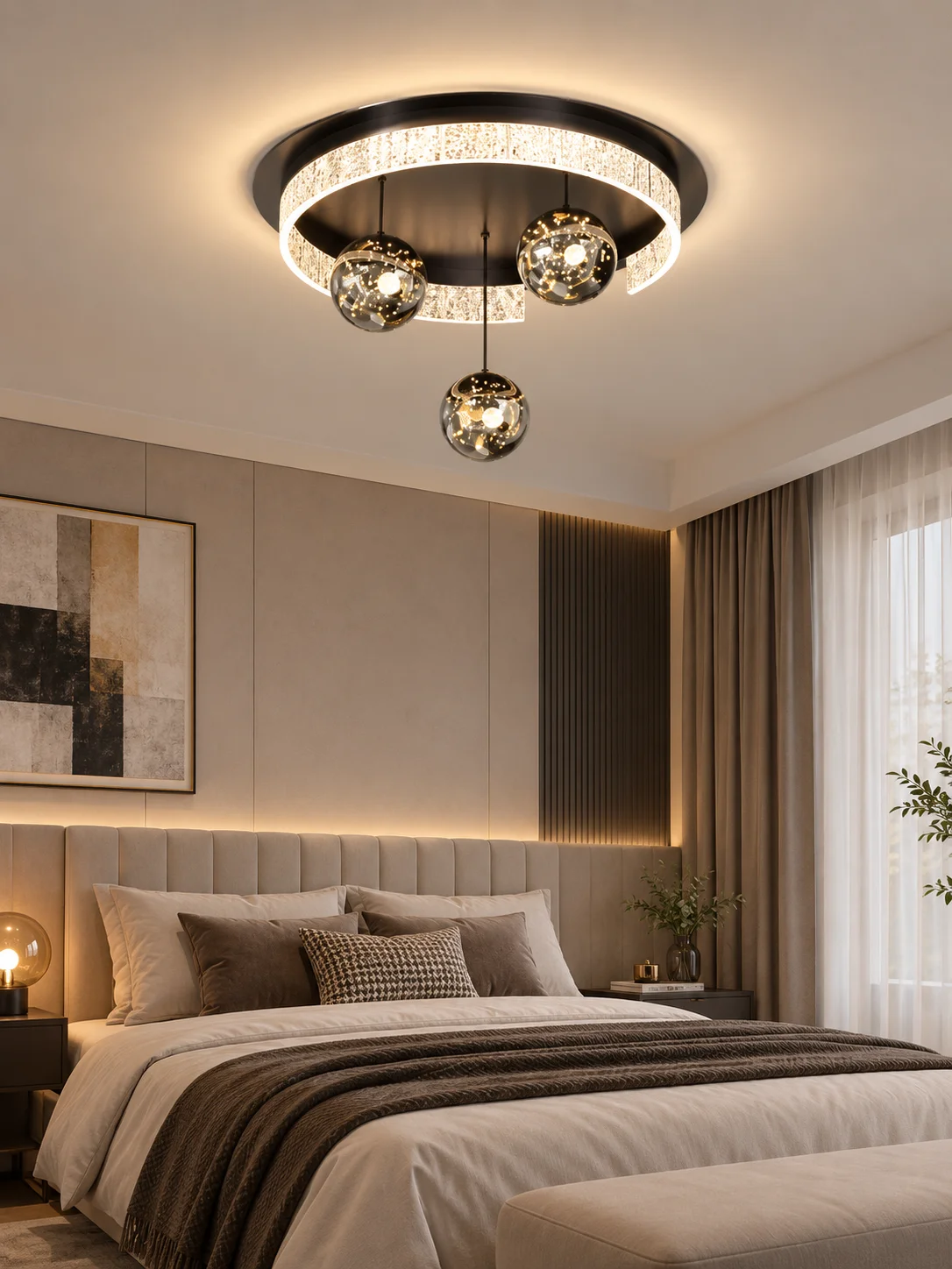 Persun modern ceiling lamp Italian luxury ice crack circular Sphere Stepless dimming bedroom study lamp shades for ceilings