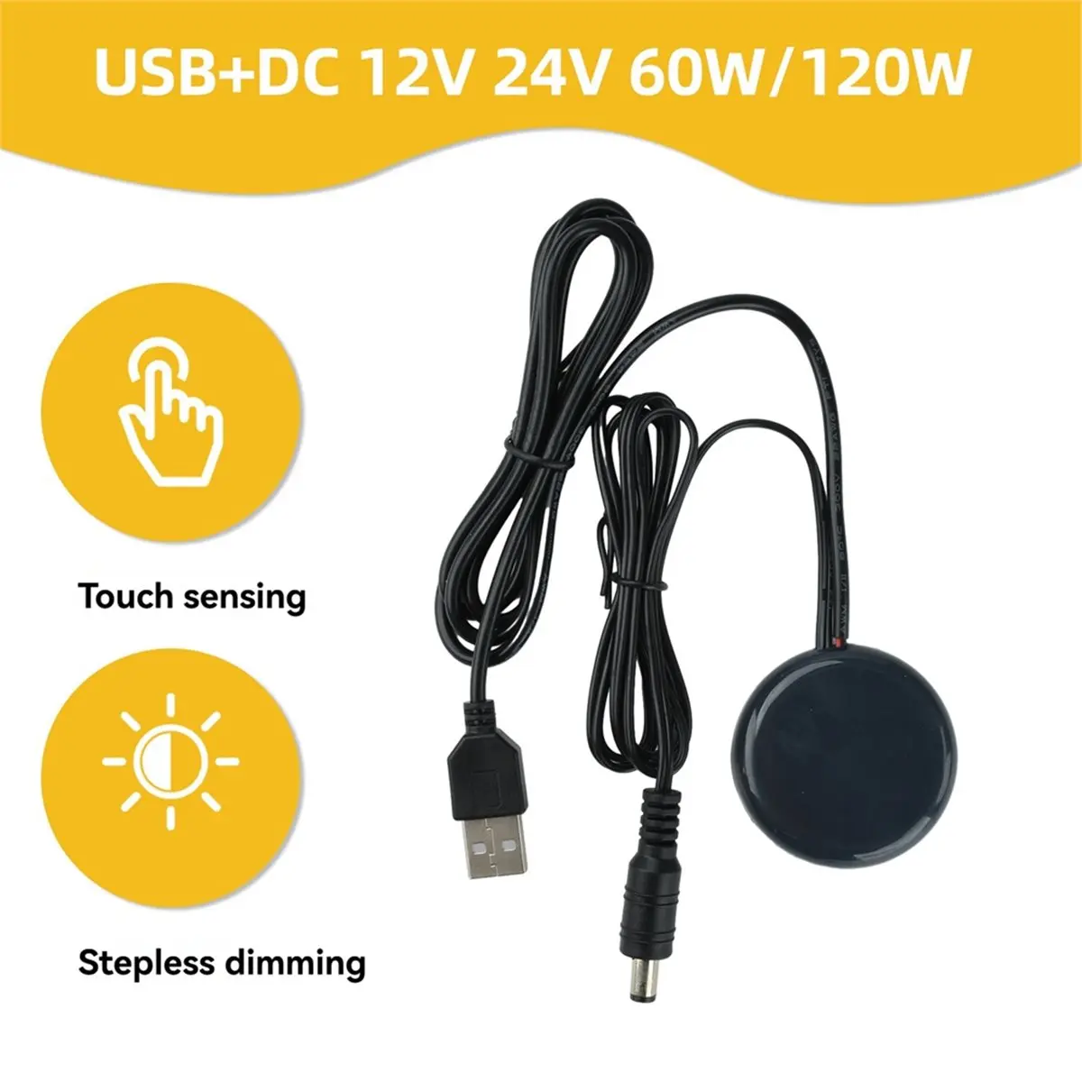 Touch Dimmer Switch Stepless Dimming DC12V 24V 60W/120W for LED Lighting System A