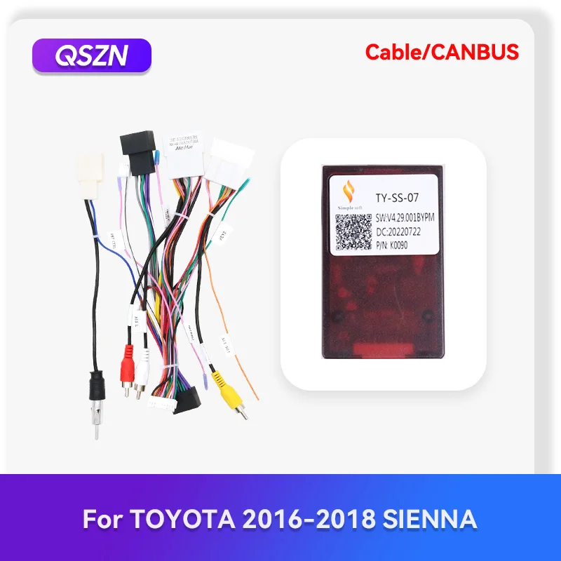 

QSZN Car Radio Canbus Box For TOYOTA 2016 2017 2018 SIENNA Auto Multimedia Wiring Harness Power Cable Decoder Adapter TY-SS-07