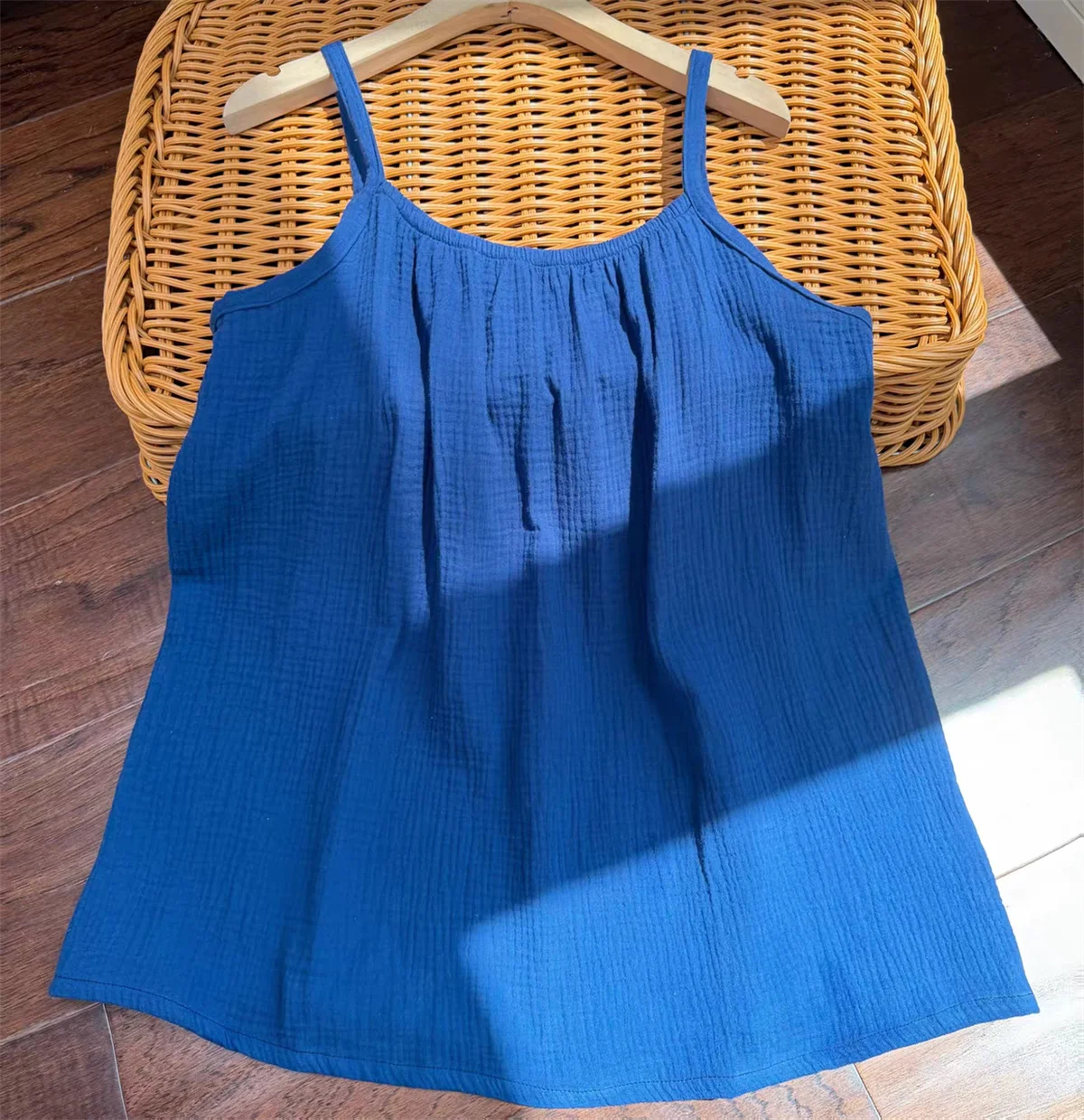 Women's plus Size Summer Camisole Tops Spaghetti Straps O-Neck Sleeveless Casual Cotton Linen Solid Color Contrast-Stitch