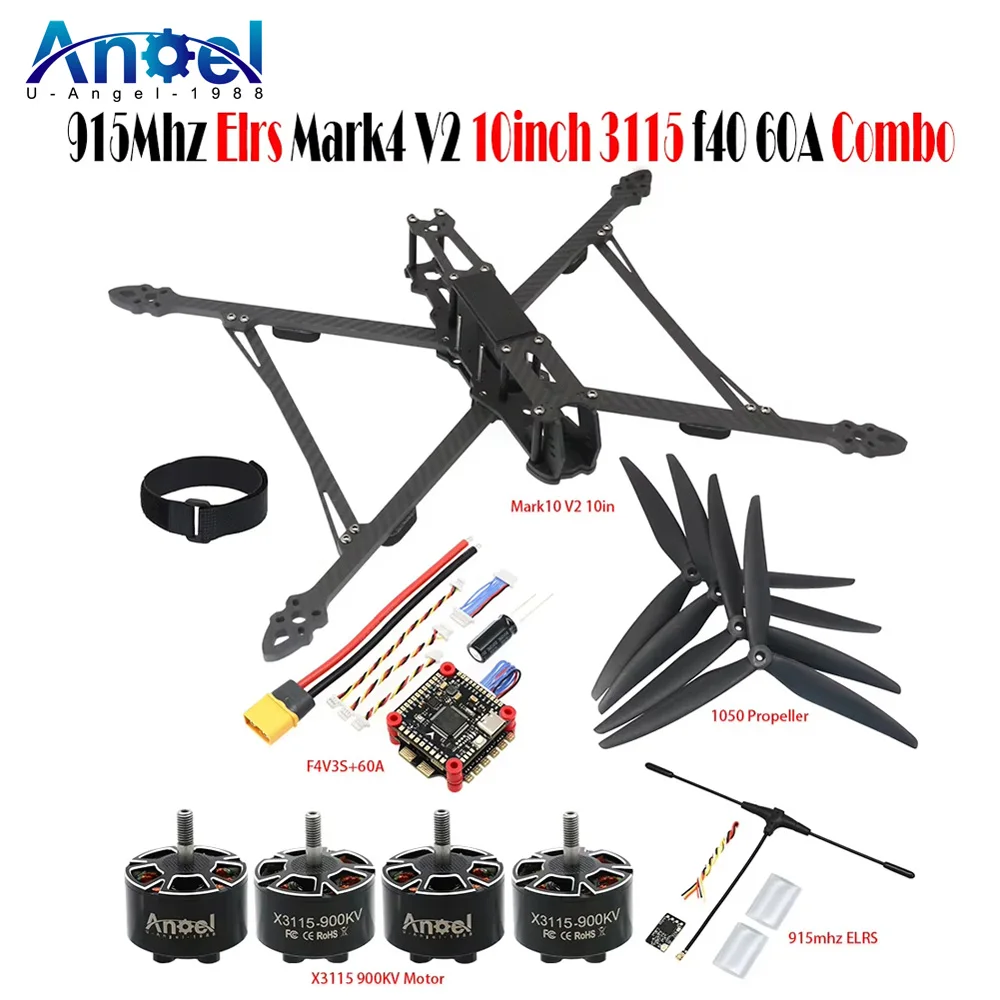 

Mark4 V2 10-дюймовый 427-мм FPV Racing Freestyle Drone Frame Kit X3115 900KV Motor F4 Flight Control 60A 4IN1 ESC 10-дюймовый пропеллер