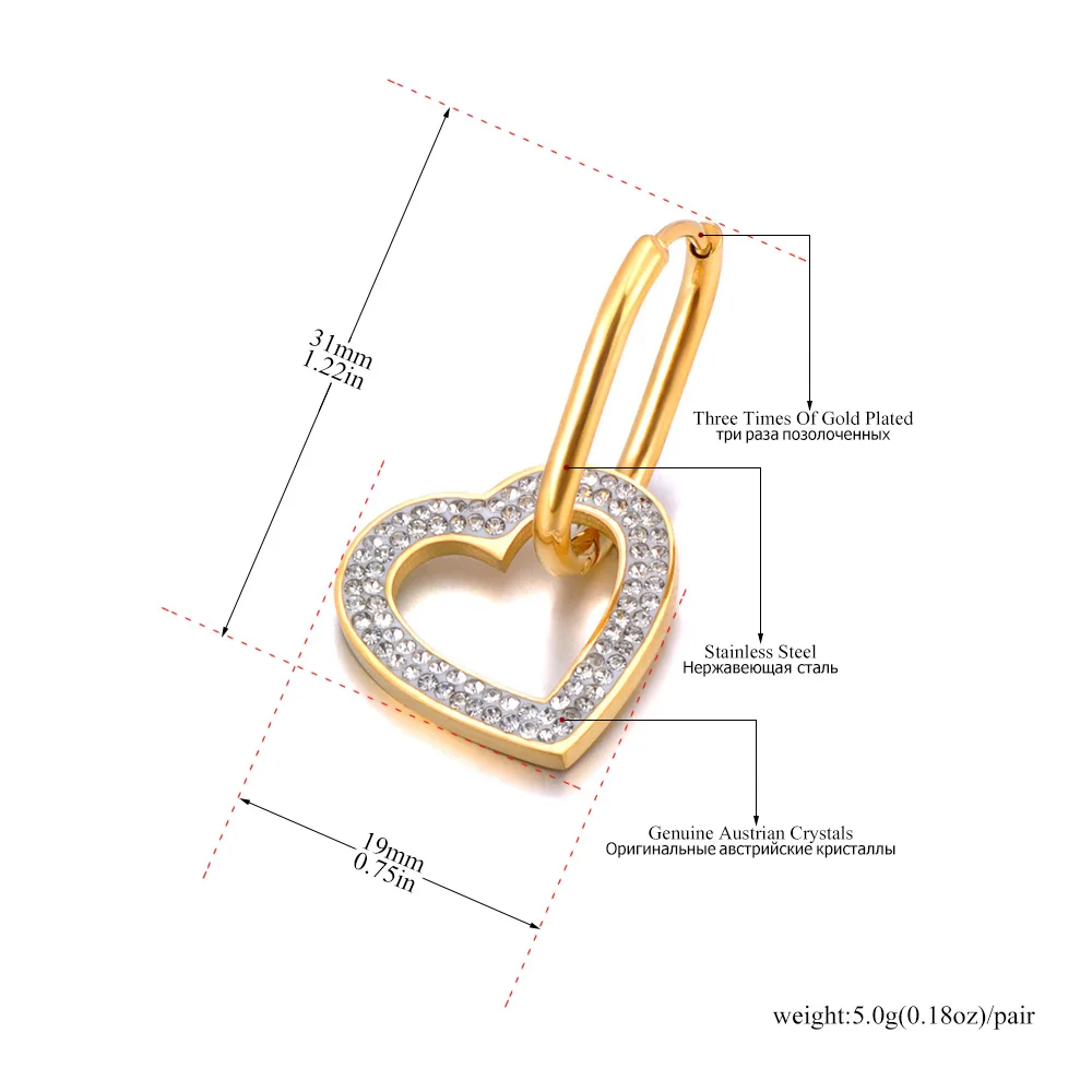 Lokaer Mode 316L Edelstahl Stern Herz Creolen Für Frauen 18K Gold PVD Überzogene Wasserdicht Täglichen Ohr Schmuck E24068 – Detail 3