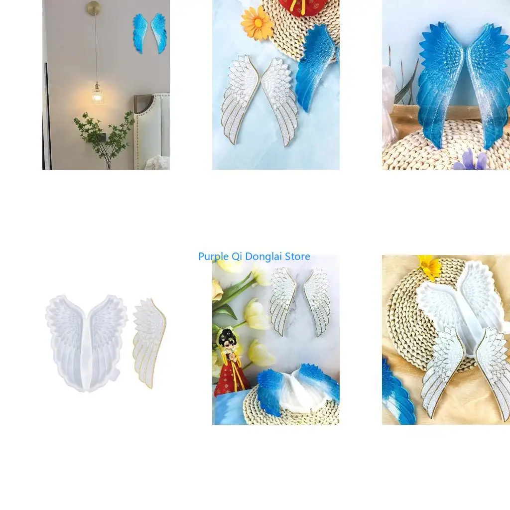 L21E Silicone Wall Accessories Mold Angel Wing Shaped Decorations Mould Flexible Epoxy Mould Jewelry Supplies
