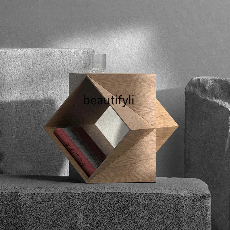 TTT Polyhedral corner few solid wood creative art sofa edge few solid wood simple movable coffee table