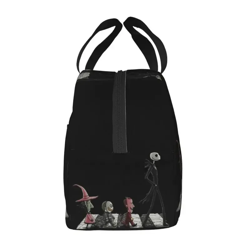 Skellington Halloween Town Insulated Lunch Bags for Women Skeleton Portable Thermal Cooler Food Lunch Box Kids School Children