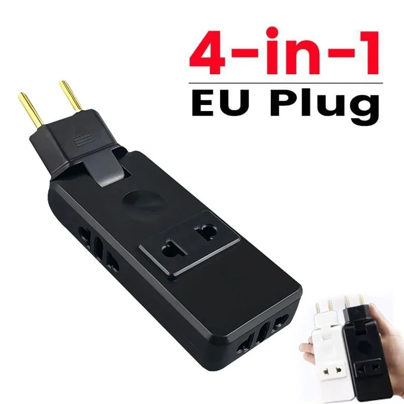 Tomada EU 4 em 1 180 °   Adaptador de Tomada Portátil Rotativo e Dobrável para Viagem: Conversor de Plugue dos EUA para UE (França e Espanha)