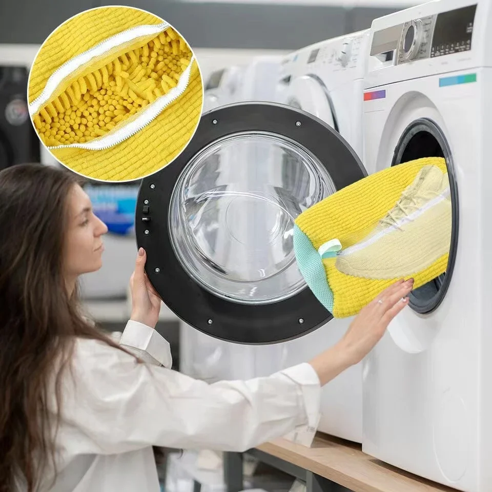 1/2PCS Wash Shoes Bag Padded Net Laundry Shoes Protector Fluffy Fibers Polyester Washing Shoes Machine Laundry Bag Drying Bags