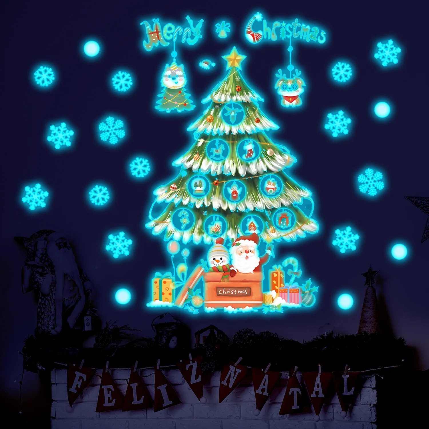 

Christmas Tree Estrellas Luminosas Stickers Fluorescent Decorative Wall Stickers Room Decoration Glow in The Dark