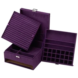 Elegante e generoso Velvet Jewelry Box, grande capacidade, presente elegante, alta qualidade