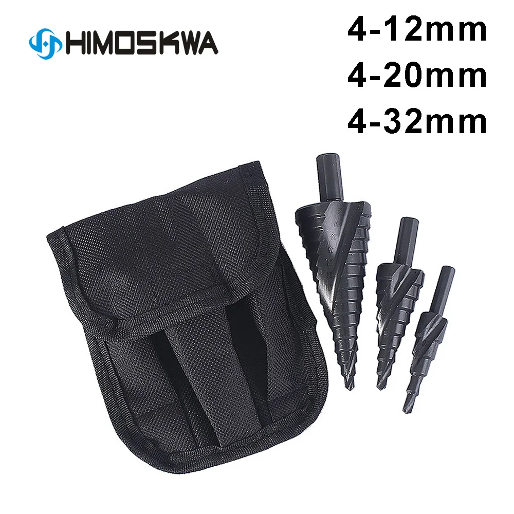 3 Stks/set 4-32Mm Hss Kobalt Stap Stapte Boor Set Stikstof Hoge Snelheid Stalen Spiraal Voor Metalen cone Driehoek Schacht Gat