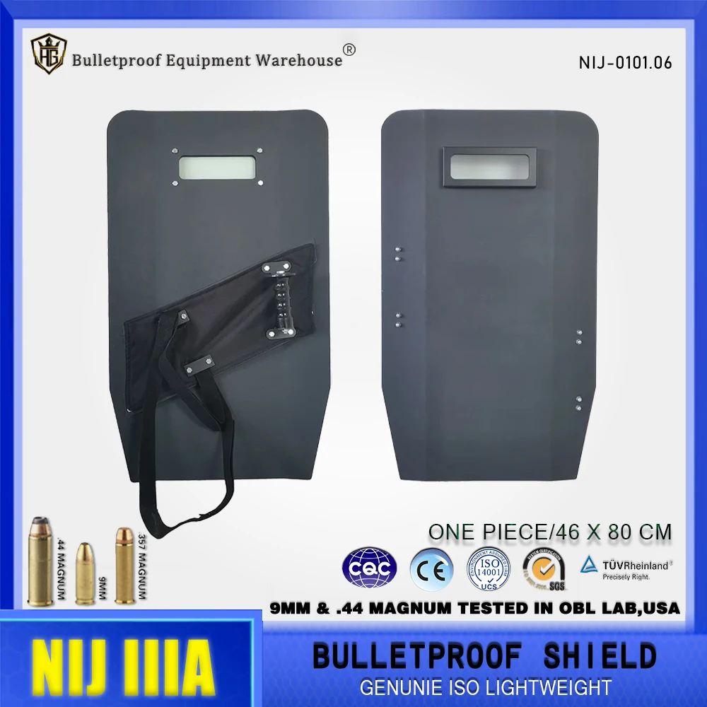 Lightweight ISO Ultra-Light Steel NIJ IIIA+ 46X80CM Large Area Explosion-Proof And Bulletproof Law Enforcement Tactical Shield