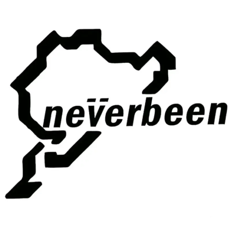 SZWL Neverbeen Car Sticker Creative Decal Vinyl for JDM Euro Nurburgring Funny Waterproof Sticker Decals Black White,14cm*10cm