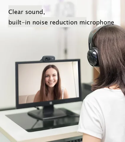 100%Logitech C270/C270i HD Webcam 720p Widescreen HD Video Call Light Correction Noise Cancelling Microphone for FaceTime PC Mac