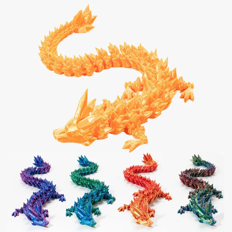 3D Printed Dragon Feilong Dinosaur Rotatable Articulated Dragon Western Style Crystal Dragon Egg Home Decor Desktop Craft Gift