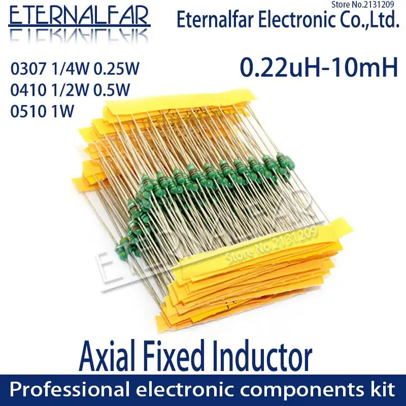 Inductores de anillo de código de Color, 0307, 1/4W, 0,25 W, 10UH, 100K, 100UH, 101K, 10, 100 UH, inductancia de inmersión, Radios de TV, inducción