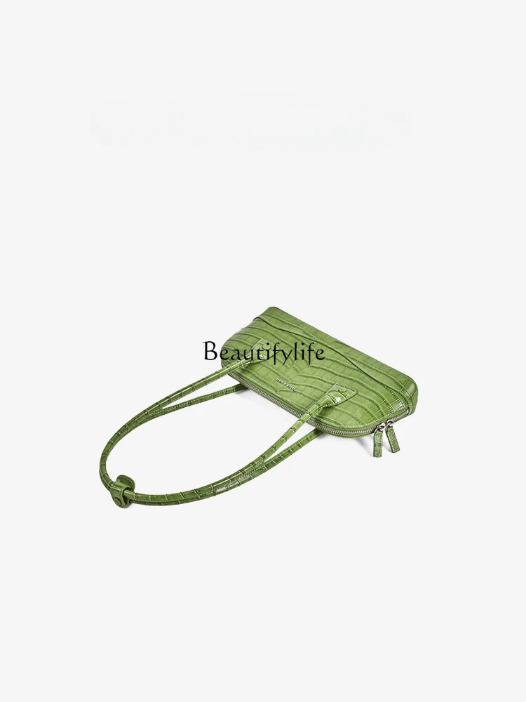 Xixi Bamboo Handle Bag Vintage Green Crocodile Leather Bag