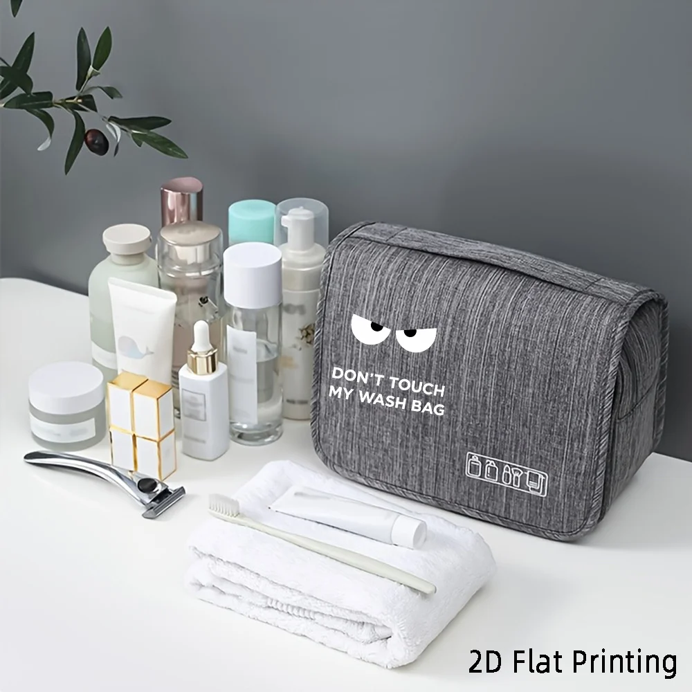 Eyes DON'T TOUCH MY WASH BAG Pattern Hook Design Multi-Compartment Large Capacity Toiletry Storage Hanging Bag