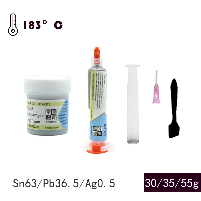 

Solder Tin Paste 183℃ Melting Point Welding Flux Soldering Cream Sn63/Pb37 For Repair PCB BGA CPU LED Rework 10cc/55g