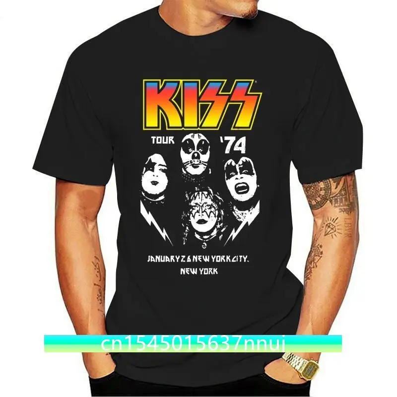 

New Men T Shirt Custom Kiss Tour '74 Vintage Double Dye T Shirt Novelty Tshirt Women 014529