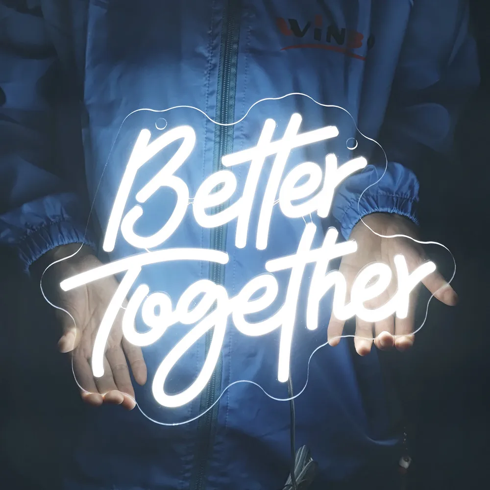 Better Together Neon Sign Customizable Dimmable Wall Art for Bedroom Wedding Party Aesthetic Letter Light Decor