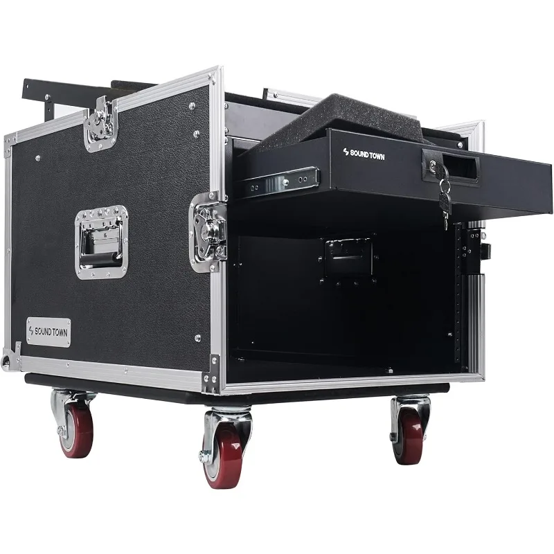 

Высококачественный корпус 1/2 дюйма (12 мм) из фанеры 8U PA DJ Pro Audio Rack/Road ATA с наклонной верхней частью микшера 11U, запирающимся ящиком