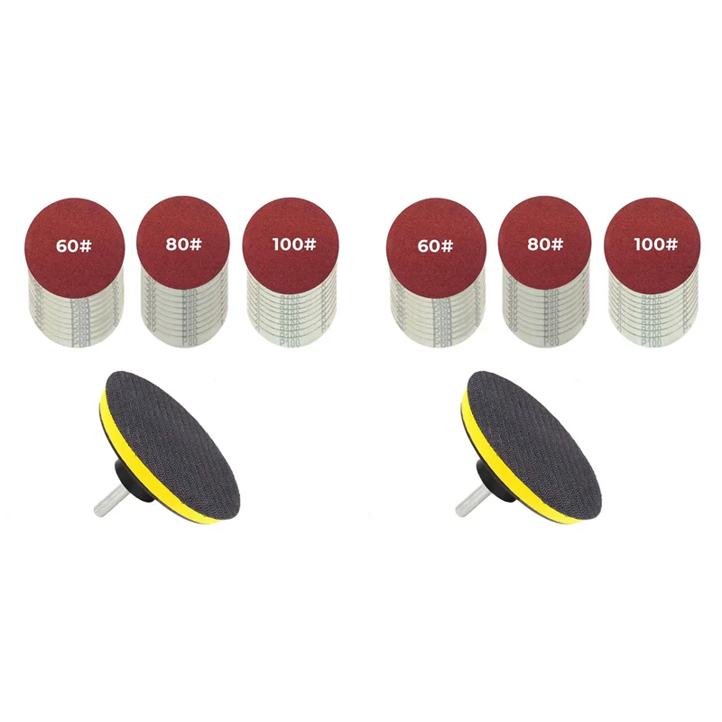 

AC88-60-Piece Drill Bit Sanding Attachment Sandpaper 60/80/100 And 5 Inch Back Pad Set, Electric Shackle Disc, With Pad