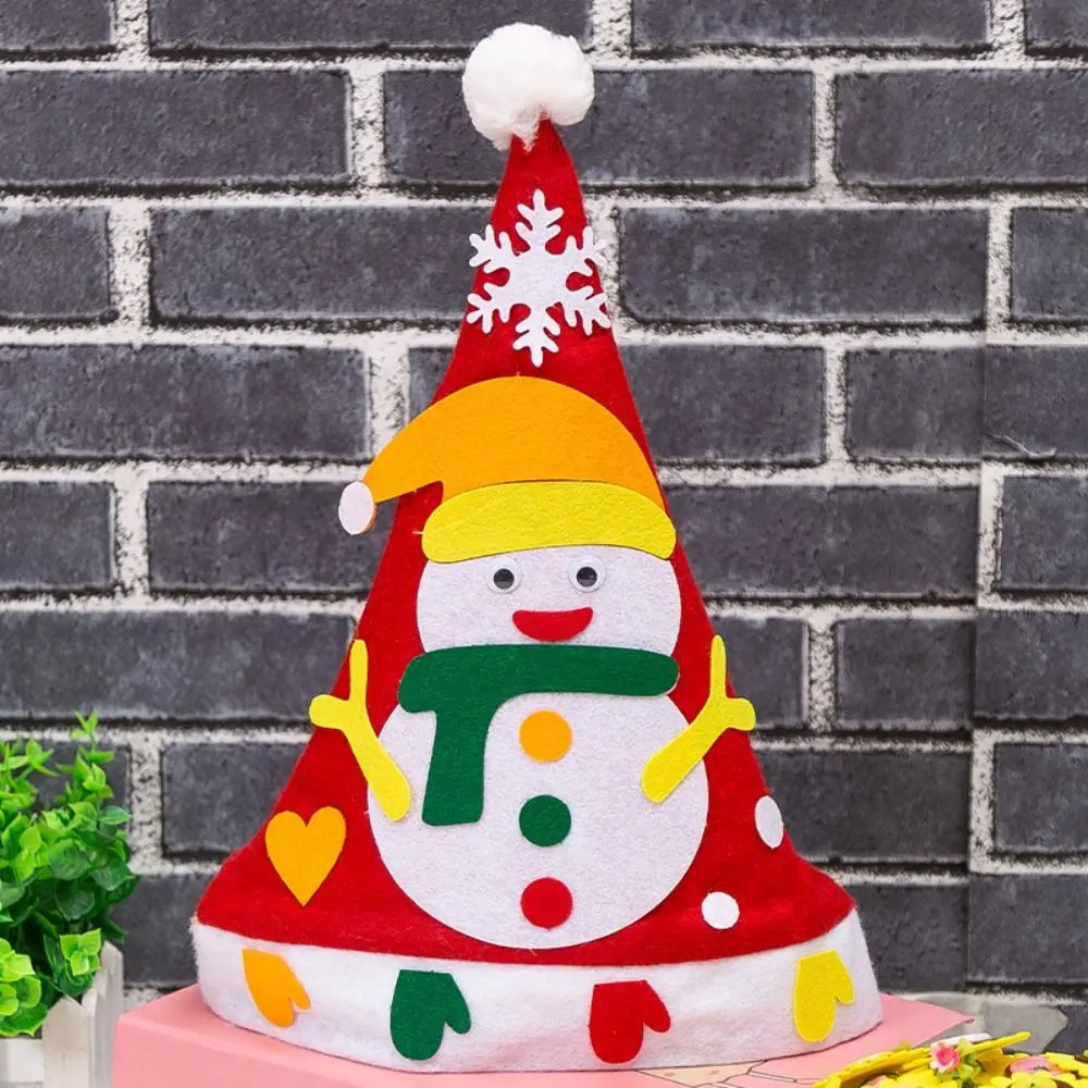 Non-woven Fabric Handmade Santa Hat Santa Claus Elk DIY Christmas Hat Toy Snowman Father Christmas Kids Xmas Arts Hats Toddlers