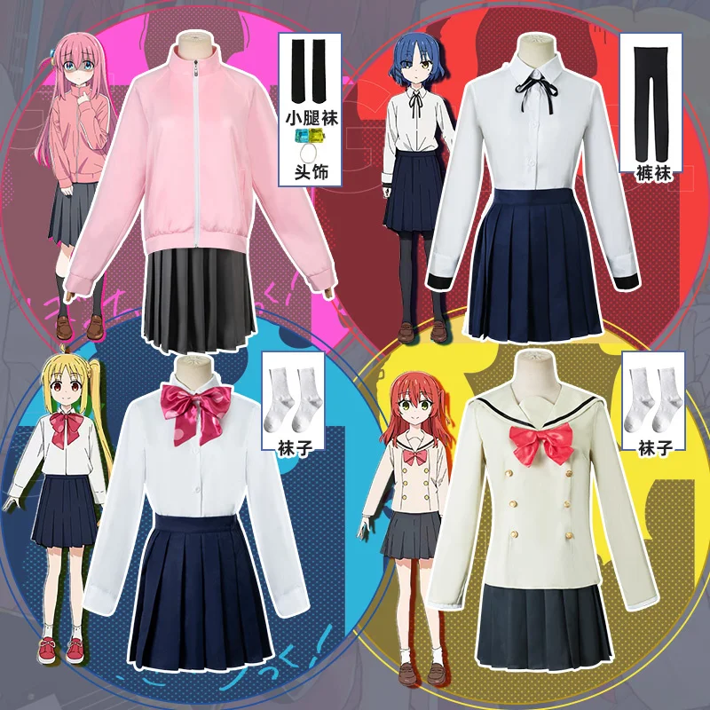 

Anime BOCCHI THE ROCK Hitori Gotoh Cosplay Costume Yamada Ryo Kita Ikuyo Ijichi Nijika JK Uniform Women Shirts Bowtie Skirts