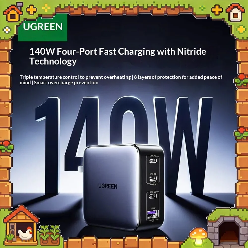 cargador-ugreen-x569-gan-de-140-w-con-4-puertos-3-usb-c-y-1-usb-a-pd-31-enchufe-plegable-entrada-de-100-240-v-para-portatiles-tabletas-y-telefonos-con-usb-c