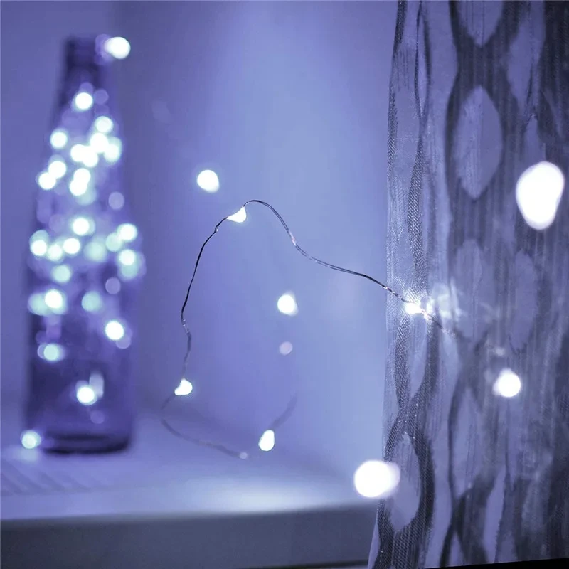 LED Outdoor Light String Fairy Garland Battery Power Copper Wire Lights For Christmas Festoon Party Wedding 8 Colors