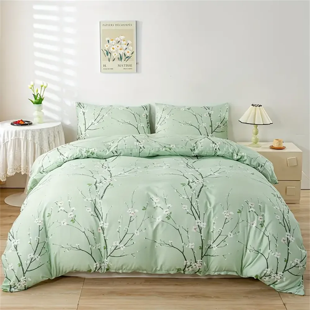 Elegant Flower Tree Branch Blossom 3Pcs Queen King Full Size Duvet Cover Bedding Linen Set Bedspread For a Child 200x200 240x220