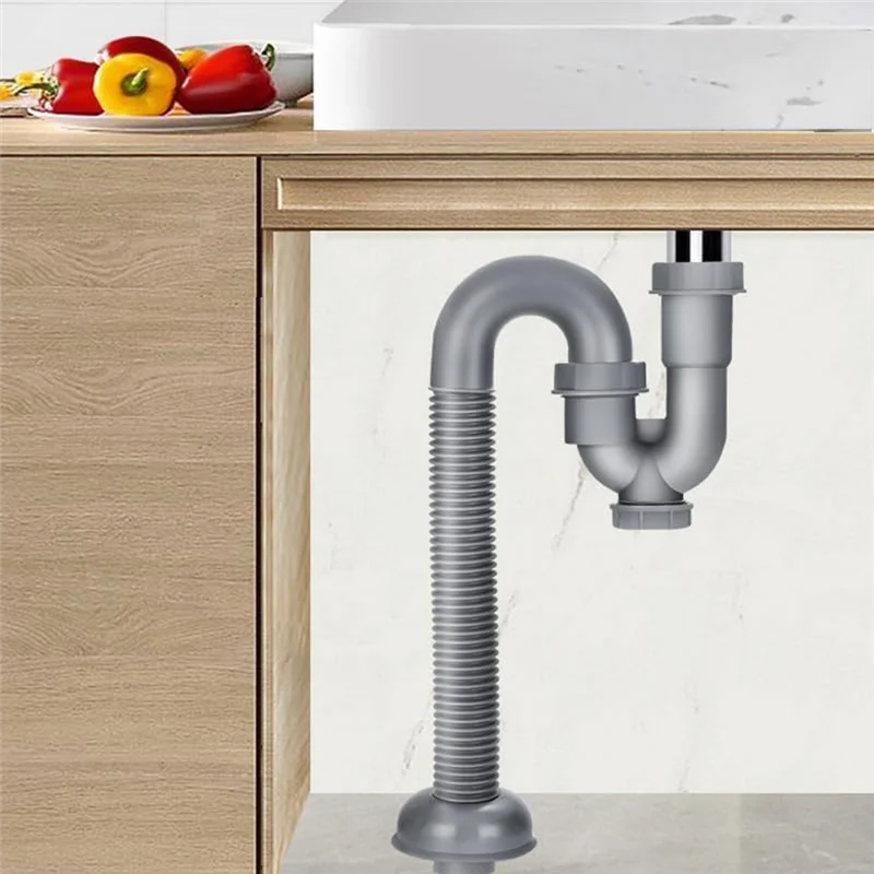 1Pcs 1/4 Zoll S-Trap Küche Waschbecken Abflussrohr Kit Mit Cleanout Stecker Anti-Geruch U-förmigen Rückfluss Prävention Erweiterbar Wasser Rohr