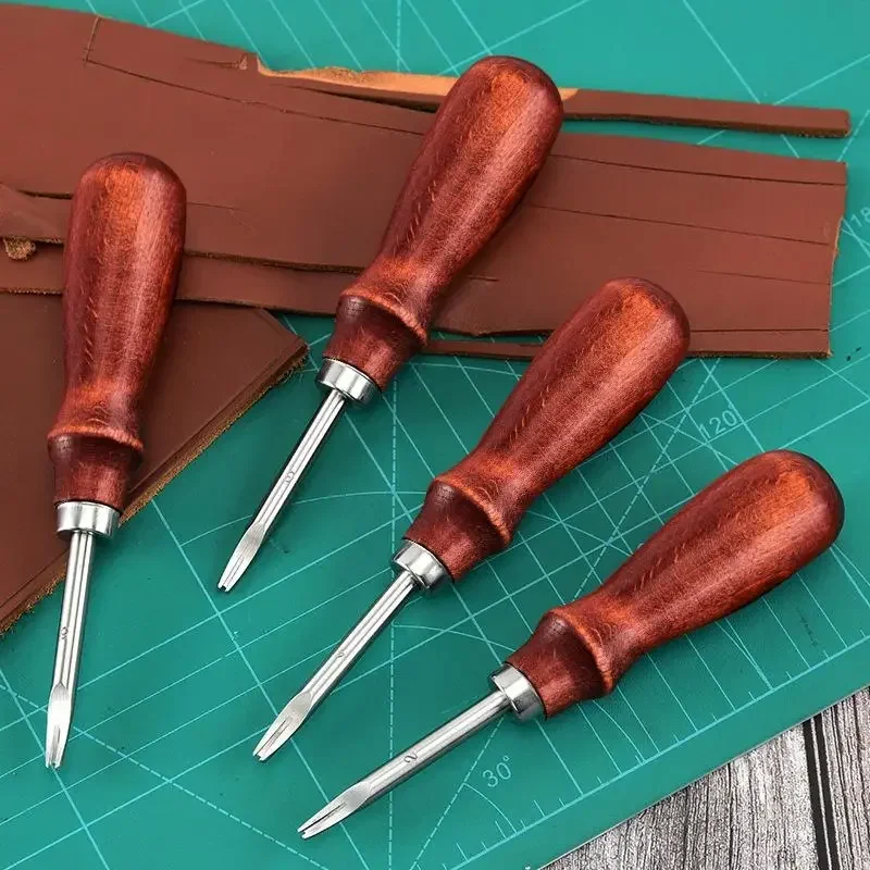 1 Piece Of Handmade Leather Chamfer Sharpening Wooden Handle Hand Tool 1.0/1.2/1.4/1.6mm Diy Utility Tool