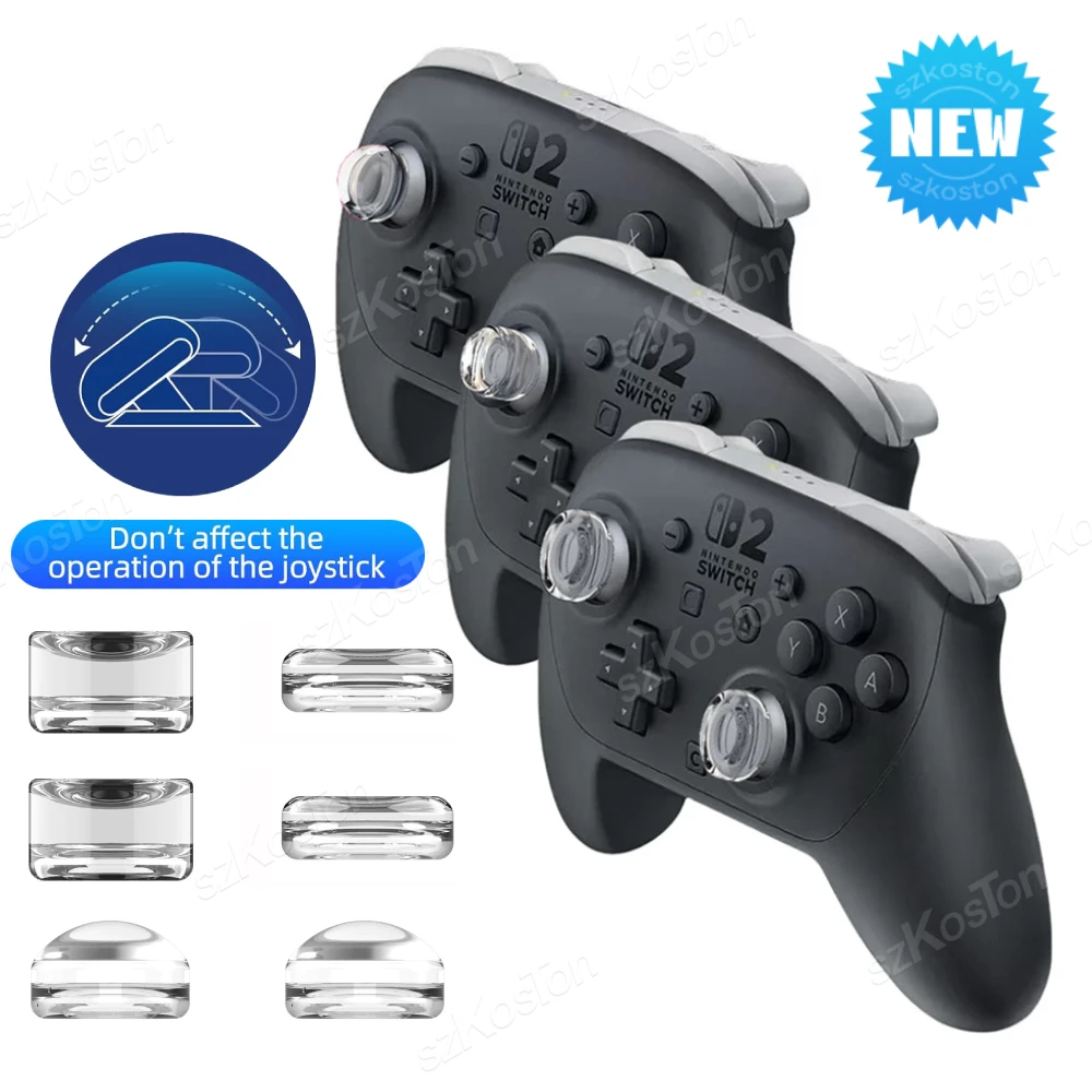 Klare Daumengriffe, Kappen für Switch 2 Pro Controller, rutschfeste, weiche Silikon-Joystick-Kappenabdeckung für Switch 2 Gaming-Zubehör
