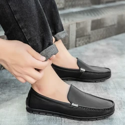 Mens Shoes slip on fashion Casual Luxury Brand Genuine Leather Men Loafers Breathable Driving Shoes Slip On Moccasins men