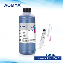 Aomya-Recarga Universal Tinta Preta, Corante Com Base Ink Kit, apto para HP, Epson, Canon, Irmão, Lexmark, Samsung, Dell, Impressora a jato de tinta, CISS, 500ml