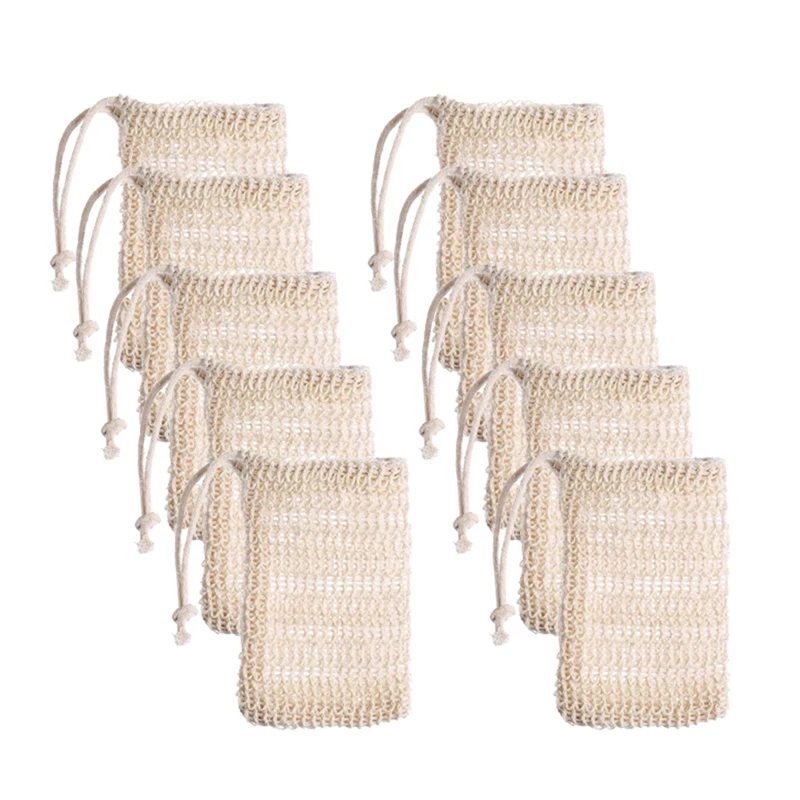 Bolsa de Sisal de malla con cordón, exfoliante, depurador de ducha, masaje de baño, paquete de 20