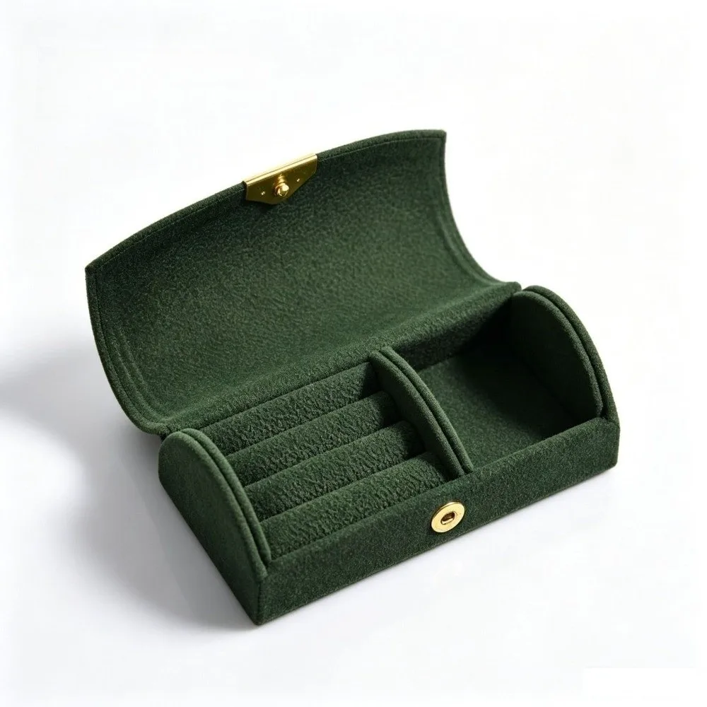 Flannel Jewelry Storage Box Soft Lining Portable Ring Organizer Box Compartment Interior Anti-Oxidation Travel Jewelry Case