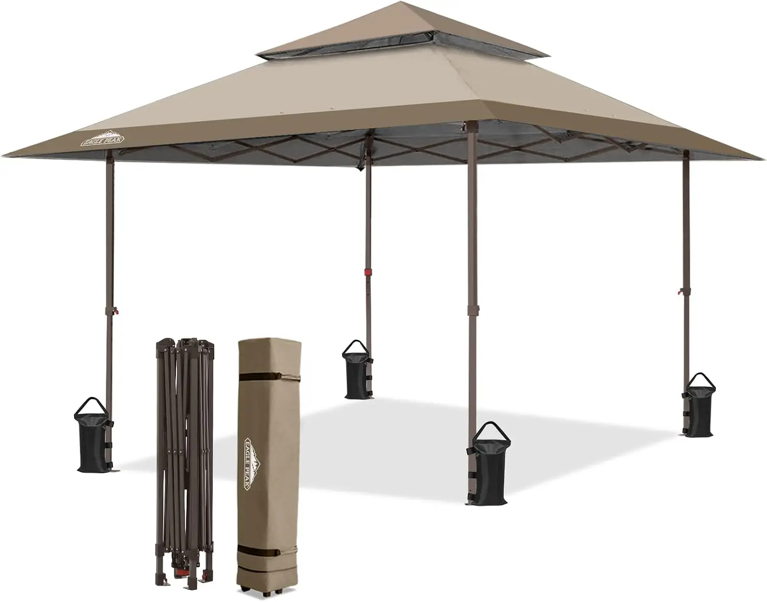 EAGLE PEAK 13x13 Pop Up Canopy Tent, Auto Extended Eaves, Orange