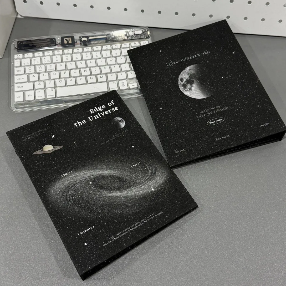 New A5 Hard Cover Fine Glitter Black Planet Kpop Photocard Binder Removable Loose Leaf 6 Ring Refillable Large Capacity Album