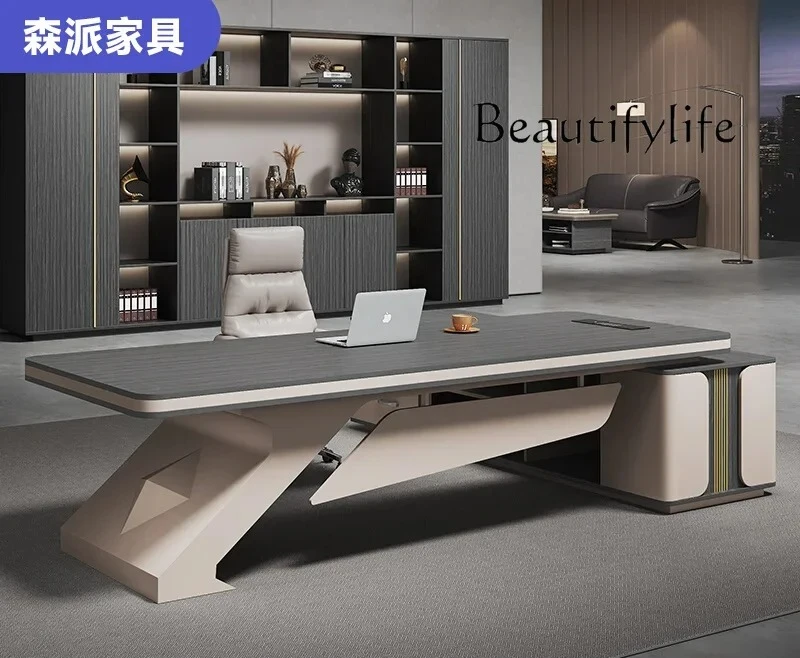 

Large Desk Light Luxury Office Desk And Chair Combination President Table Supervisor Table Simple Modern Office Furniture