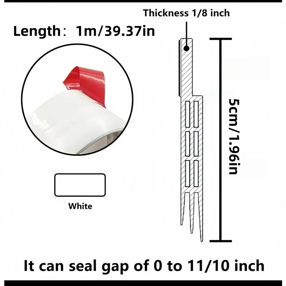1m Porous Windproof Sealing Strip Adjustable Soundproof Anti-Cold Gap Door Bottom Weather Strip Flexible Self Adhesive Strip