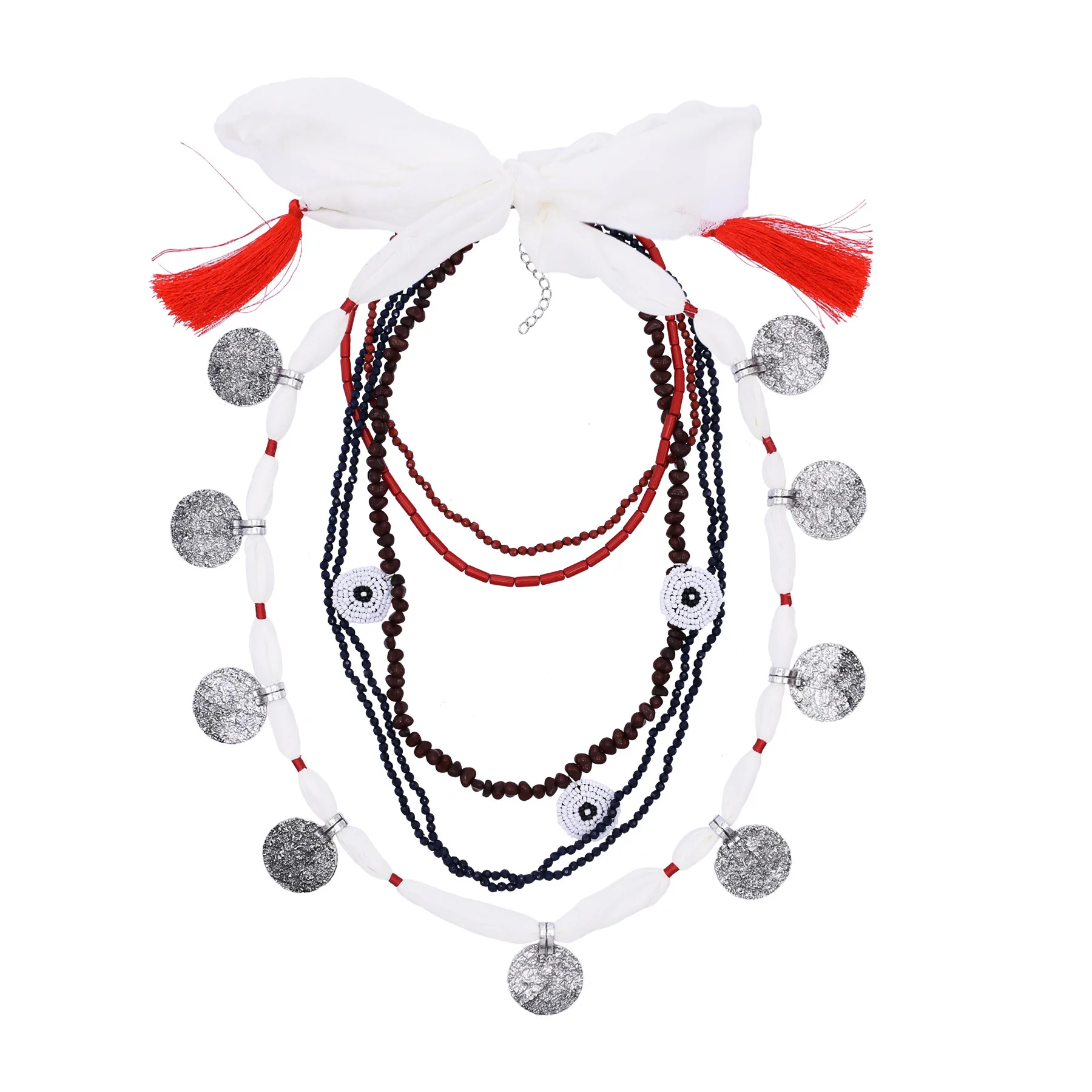Handmade Bohemian Waterfall Statement Necklace Multi-Layered Fashion Accessory for Travel & Vacation Photo Shoots Beaded Style
