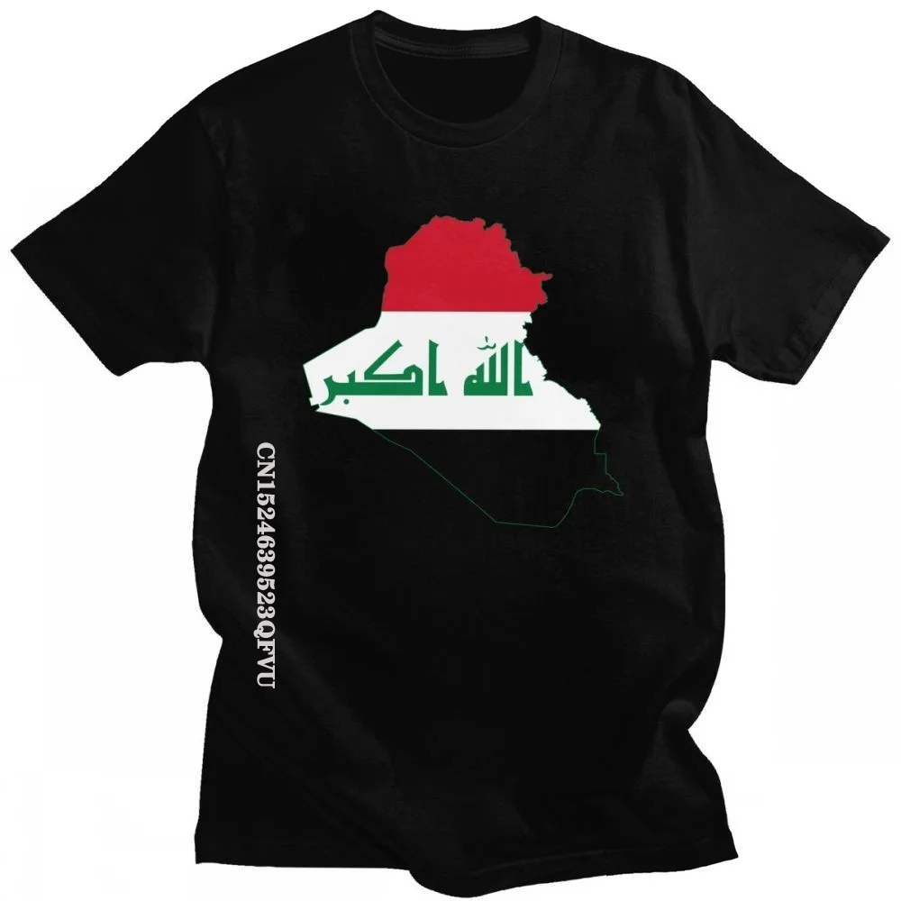 Iraqi Iraq Flag Map Mens Tshirts Cotton Tee Tops Round Neck Vintage Fashion Tshirt Clothing Casual Basic T-Shirts