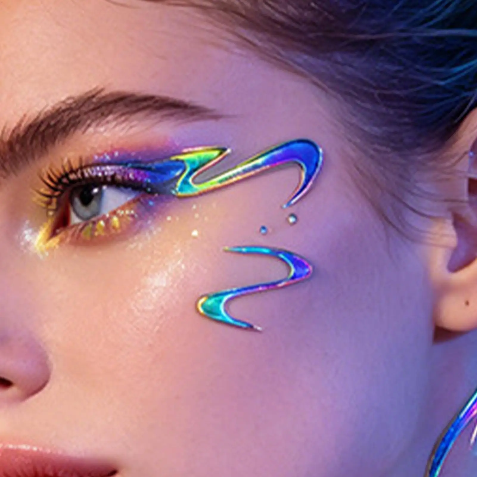Eye Makeup Stickers 10 Pieces Waterproof Eye Decals Adhesive Face Stickers for Women Girls Ladies Wives Artists Home Salon Party view 5