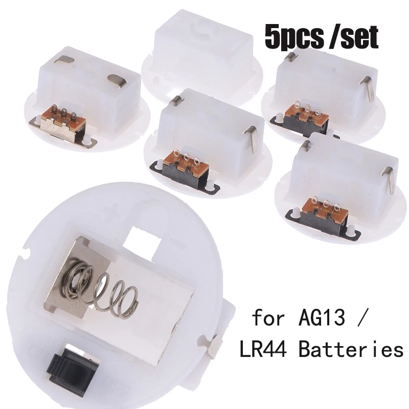 5Pcs For AG13 With Switch Round Base Battery Box Button Compartment Craft Base Battery Storage Case Battery Compartments