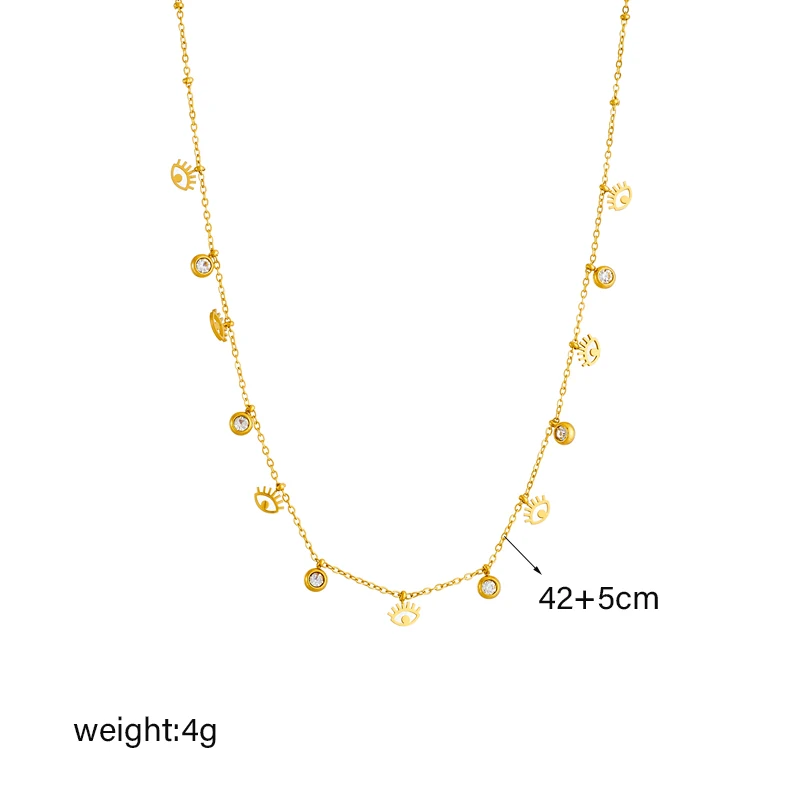 DIEYURO 316L Stainless Steel Eye Crystal Pendant Necklace For Women Girl New Trend Clavicle Chain Jewelry Gift Party Bijoux