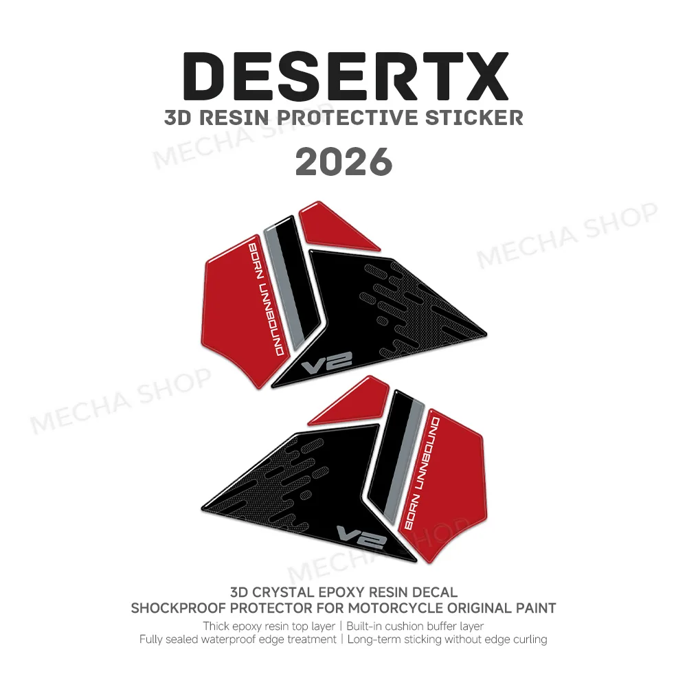 For DesertX 2026 3D Motorcycle Tank Side Stickers Decal Protection Kit